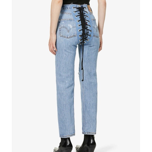 Samaria Leah Vintage Rework Levi's Lace Up Back Seam Jeans XXL
